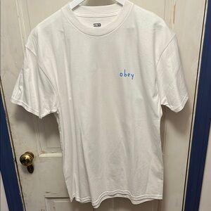 Obey Blue and White Short Sleeve Tee